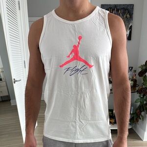 Jordan White Tank Top with Pink Logo